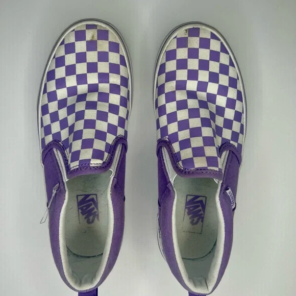 Vans Kids Purple Checkered Slip-On Shoes - Picture 8 of 8
